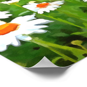 Artistic Bright and Colourful White Garden Daisies Poster