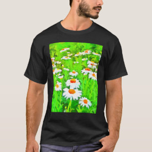 Artistic Bright And Colourful White Garden Daisies T-Shirt