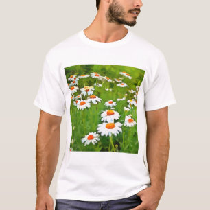 Artistic Bright and Colourful White Garden Daisies T-Shirt