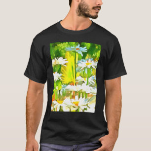 Artistic Bright And Colourful White Garden Daisies T-Shirt
