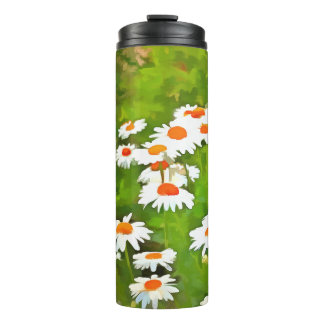 Artistic Bright and Colourful White Garden Daisies Thermal Tumbler
