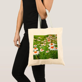 Artistic Bright and Colourful White Garden Daisies Tote Bag