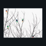 Artistic Bright Birds on Tree Branches Postcard<br><div class="desc">This artistic and bright neon birds on black tree branches is perfect for the trendy and stylish individual. It's simple and cool design is great for many gifts and occasions. Enjoy this contemporary and sophisticated print for your next purchase!</div>