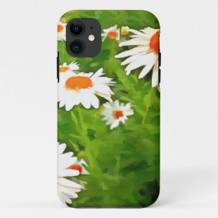 Artistic Bright Colourful White Garden Daisies v4b iPhone 11 Case
