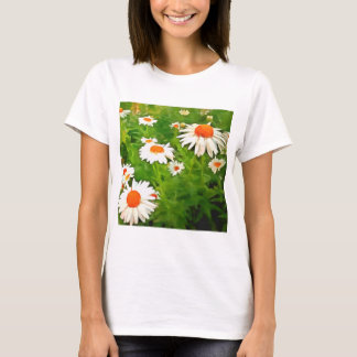 Artistic Bright Colourful White Garden Daisies v4b T-Shirt