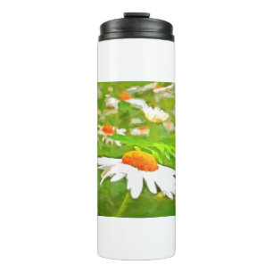 Artistic Bright Colourful White Garden Daisies v5 Thermal Tumbler
