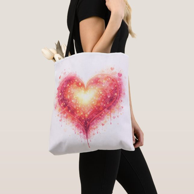 Artistic Bright Heart Tote Bag (Close Up)