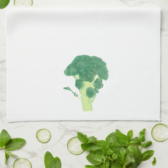 Artistic broccoli food art kitchen towel (Folded)