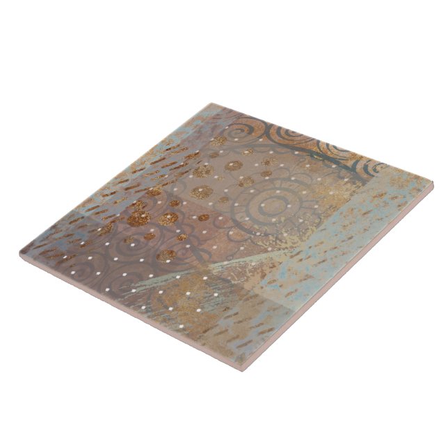 Artistic brown grey blue industrial loft style tile (Side)