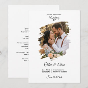 Artistic Brush Stroke Photo Wedding Save the Date Invitation