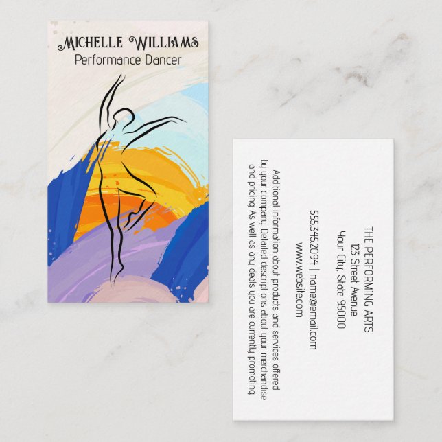 Artistic Brush Strokes | Creative Dancer Logo Business Card (Front/Back)
