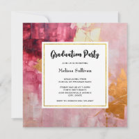 Artistic Brush Strokes Gold and Pink Graduation