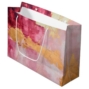 Artistic Brush Strokes Gold and Pink Large Gift Bag