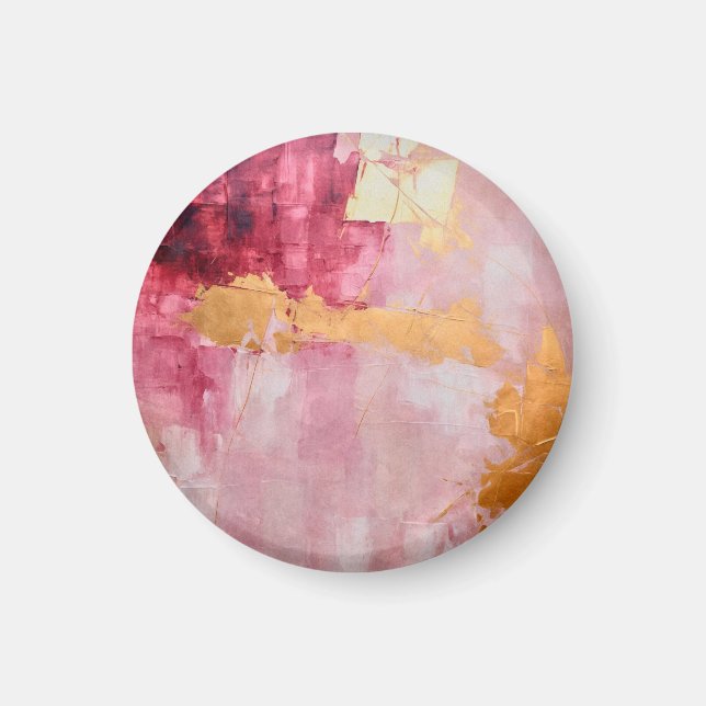 Artistic Brush Strokes Gold and Pink Magnet (Front)