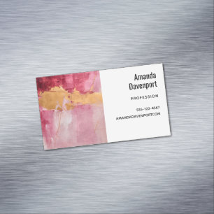 Artistic Brush Strokes Gold and Pink Magnetic Business Card