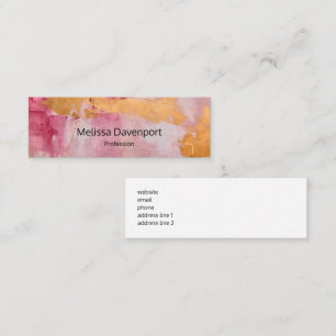 Artistic Brush Strokes Gold and Pink Mini Business Card