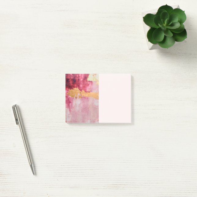 Artistic Brush Strokes Gold and Pink Post-it Notes (Office)