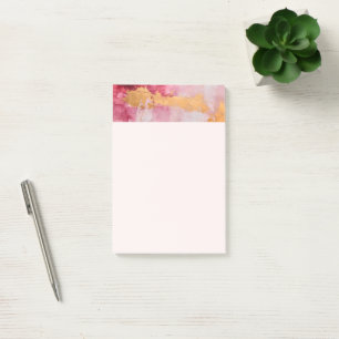 Artistic Brush Strokes Gold and Pink Post-it Notes