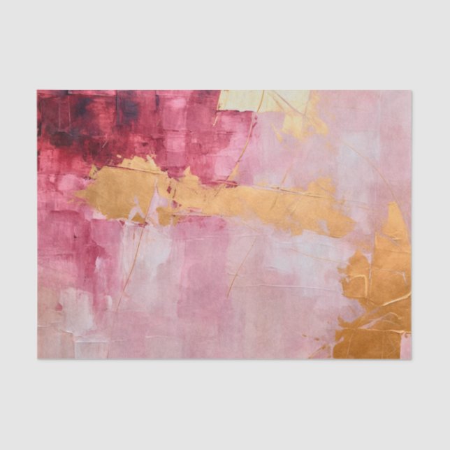 Artistic Brush Strokes Gold and Pink Tissue Paper (Front)