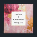 Artistic Brush Strokes Gold and Pink Wedding Magnet<br><div class="desc">Wedding date magnet with gold and pink artistic brush strokes make up this modern looking abstract background design.</div>