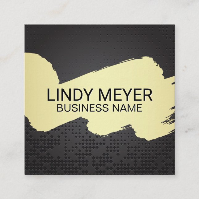 Artistic Brushed | Black Metallic Background Square Business Card (Front)