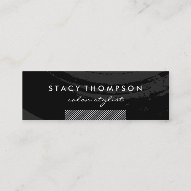 Artistic Brushed Black on Black | Stripes Accent Mini Business Card (Front)