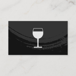 Artistic Brushed Black on Black Wine Glass Business Card