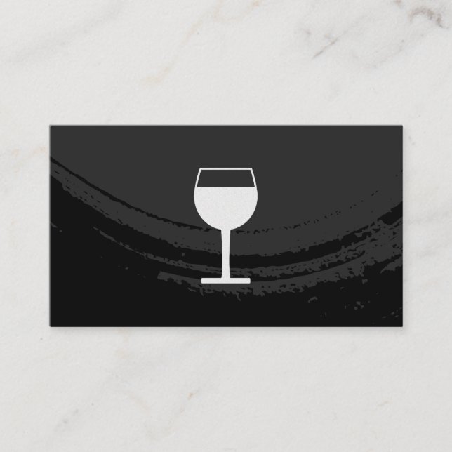 Artistic Brushed Black on Black Wine Glass Business Card (Front)