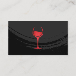 Artistic Brushed Black on Red Wine Glass Business Card
