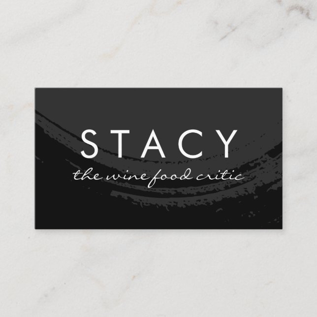 Artistic Brushed Black Wine Glass Bold Text Business Card (Front)