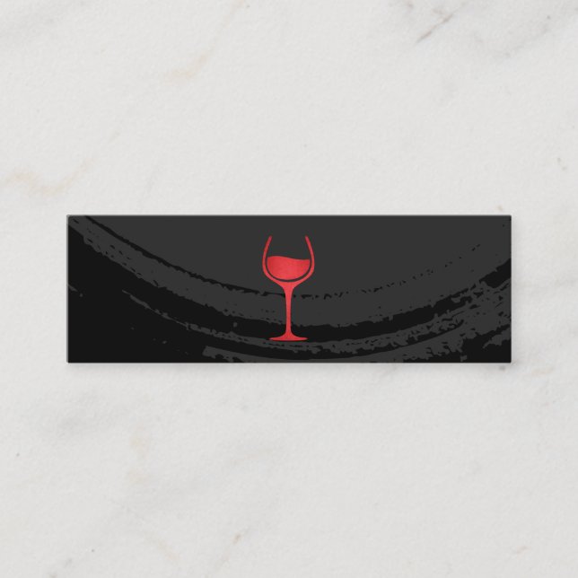 Artistic Brushed Black Wine Glass Mini Business Card (Front)