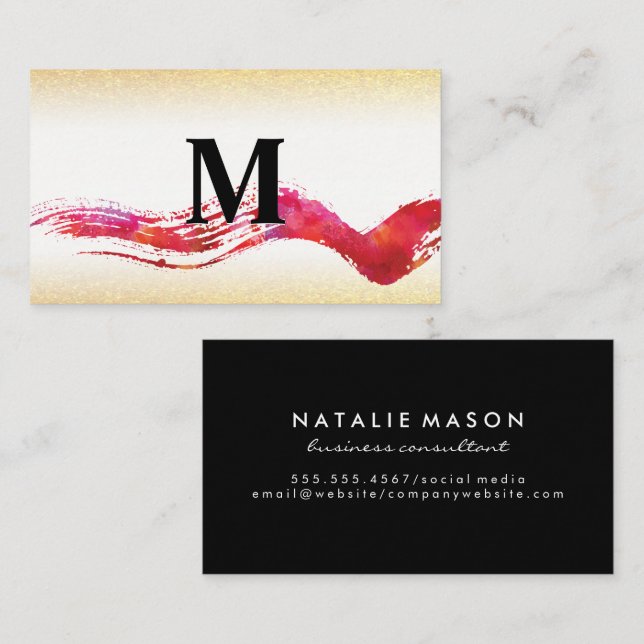 Artistic Brushed | Gold Sparkle Business Card (Front/Back)