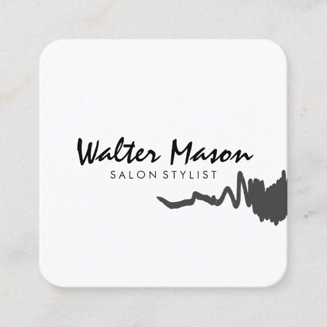 Artistic Brushed Grey Square Business Card (Front)