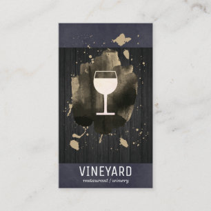 Artistic Brushed Wood Backing and Wine Glass Business Card