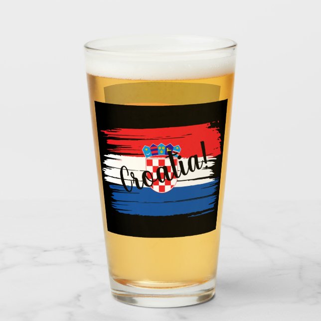 Artistic Brushstroke Croatia Flag  Glass (Front Filled)