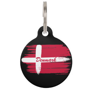 Artistic Brushstroke Denmark Flag Pet Tag