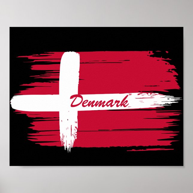Artistic Brushstroke Denmark Flag    Poster (Front)