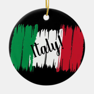 Artistic Brushstroke Italy Flag  Ceramic Tree Decoration