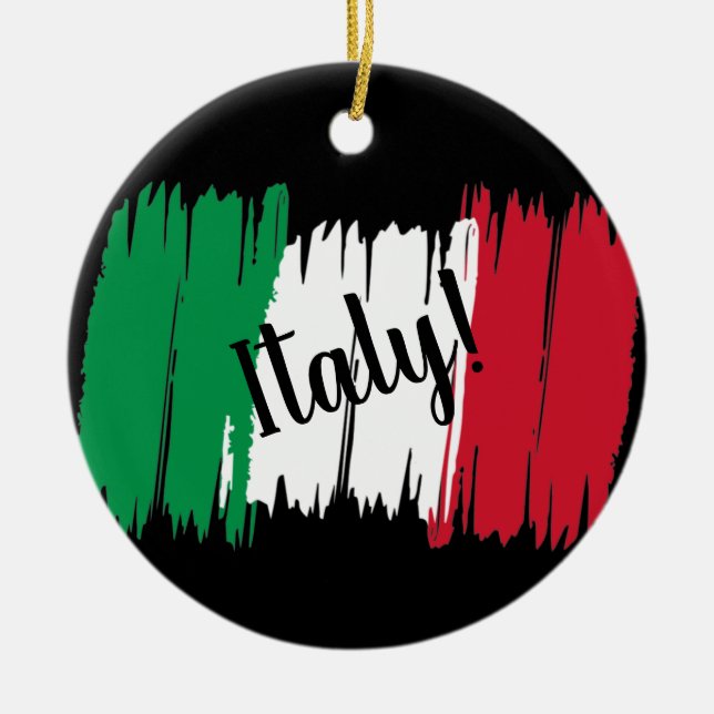 Artistic Brushstroke Italy Flag  Ceramic Tree Decoration (Front)