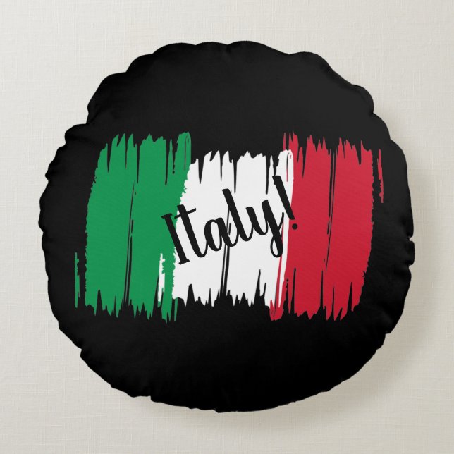 Artistic Brushstroke Italy Flag  Round Cushion (Front)