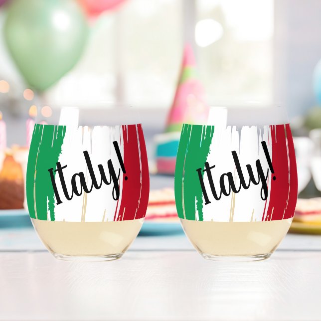 Artistic Brushstroke Italy Flag  Stemless Wine Glass (Insitu (Birthday))