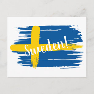 Artistic Brushstroke Sweden Flag Postcard