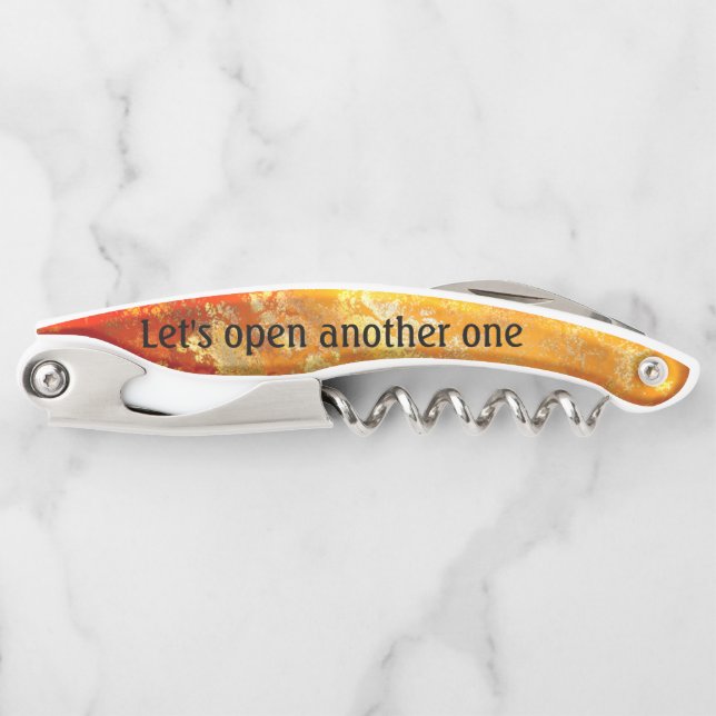 Artistic Burnt Orange Corkscrew Bottle Opener (Front)