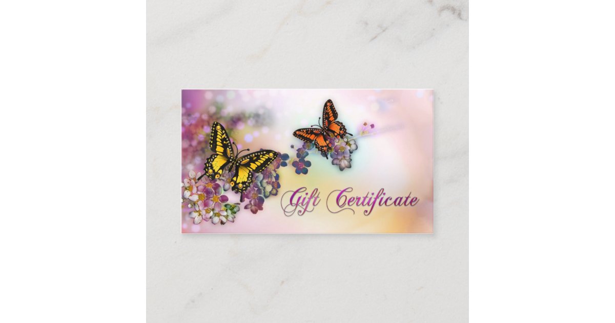 Artistic Butterflies Boutique Gift Certificate Zazzle