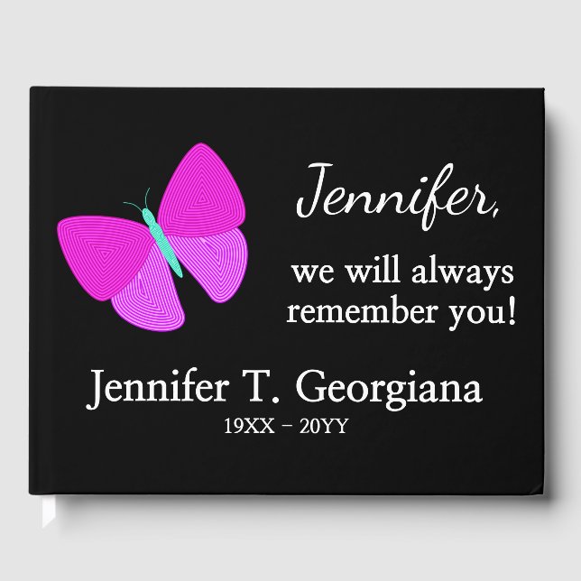 Artistic Butterfly Funeral/Memorial Guest Book (Front)