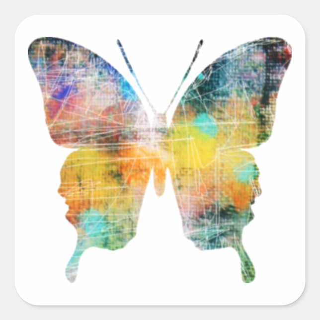 Artistic Butterfly Square Sticker (Front)