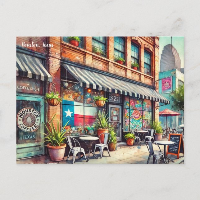 Artistic Cafe in Houston Texas Postcard (Front)