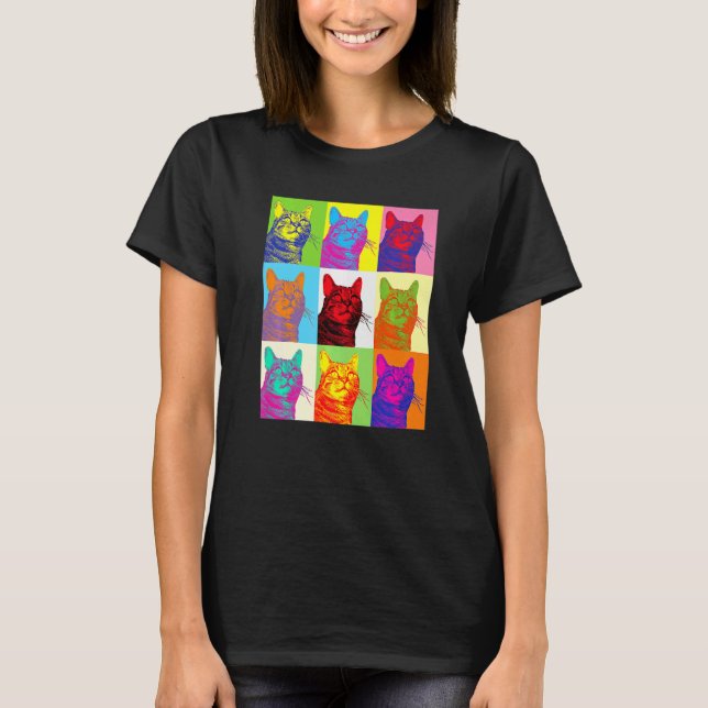 Artistic Cat 1960s Pop Cat Cat T-Shirt (Front)