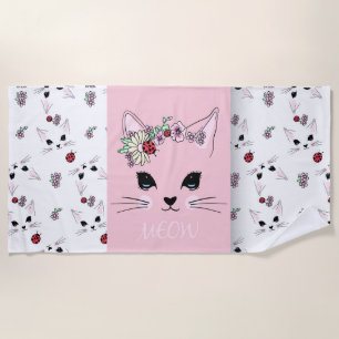 Artistic Cat Beach Towel