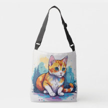 Artistic Cat Crossbody Tote Bag